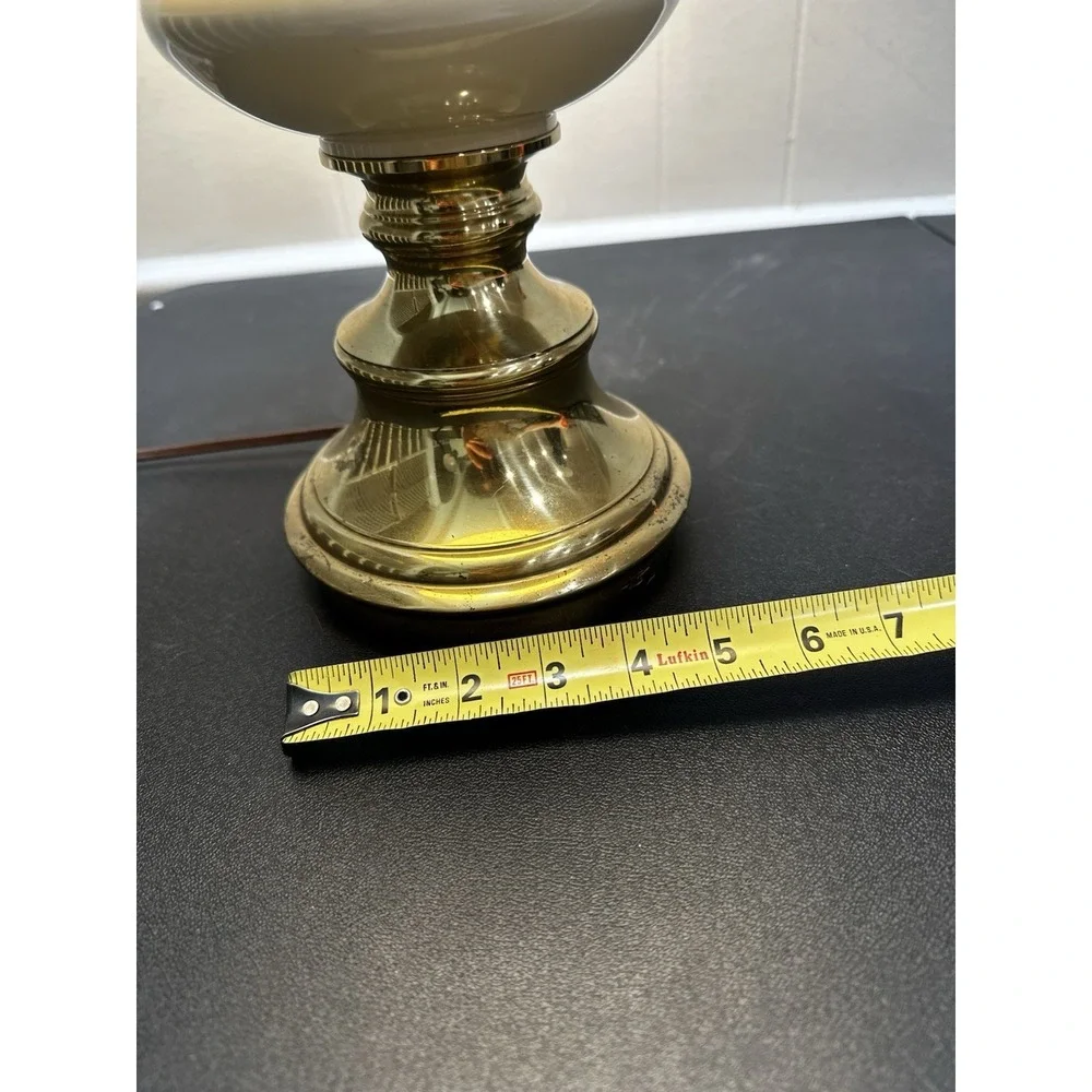 Vintage Brass Table Lamp Cream Enamel Accent Traditional Hollywood Regency‎ 31in
